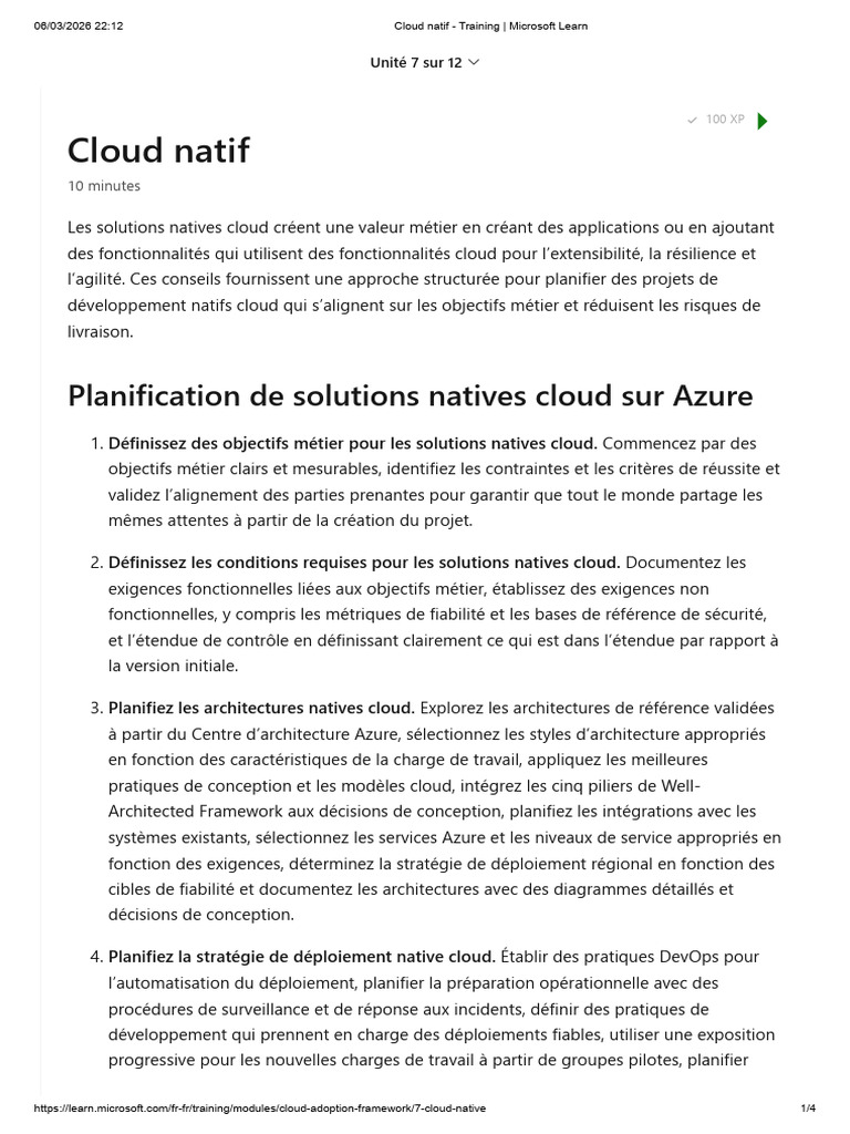 Cloud Natif - Training - Microsoft Learn | PDF | Cloud computing ...