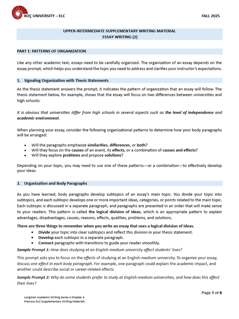 UI_Supp. Writing_Essay Writing (2) | PDF | Essays | Paragraph