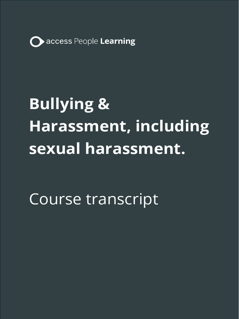 Bullying and Harassment, Including Sexual Harassment Course | PDF ...