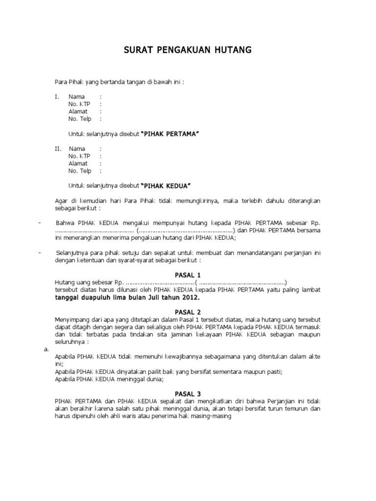 Surat Pengakuan Hutang