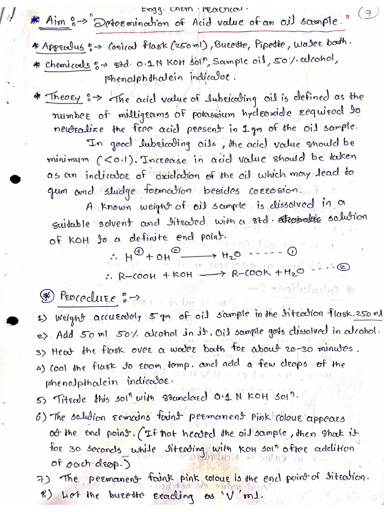 Expt 7-Acid Value of Oil | PDF