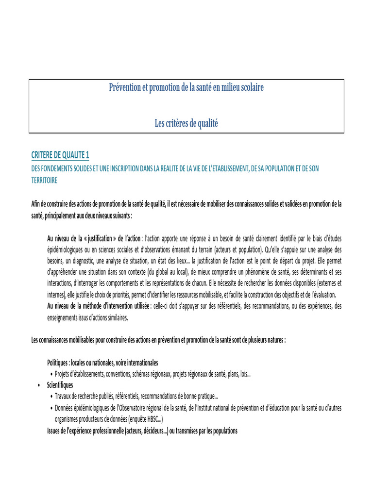 Annexe5 Prevention Et Promotion de La Sante en Milieu Scolaire | PDF ...
