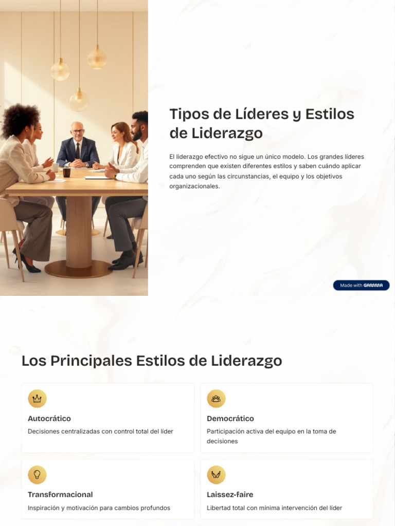 Tipos de Lideres y Estilos de Liderazgo | PDF | Liderazgo | Toma de ...
