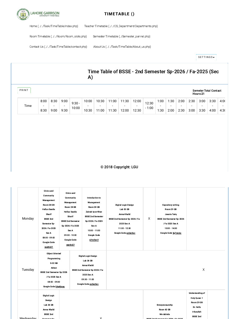 Se Timetable | PDF