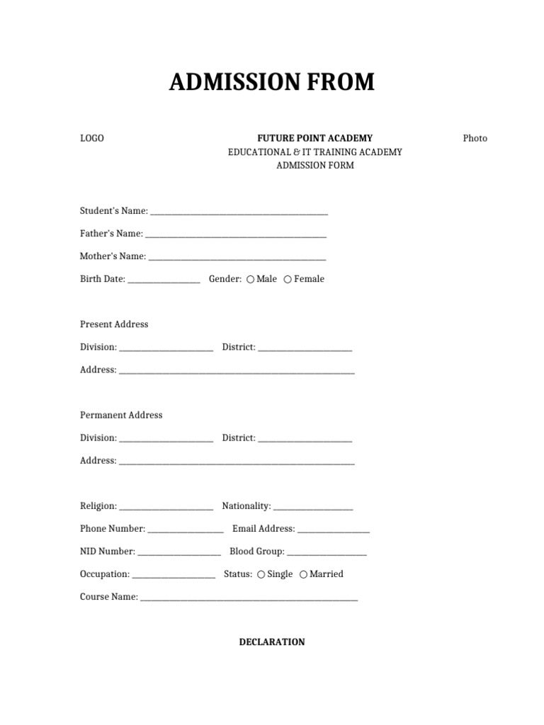 Admission Form Same Content-1 | PDF