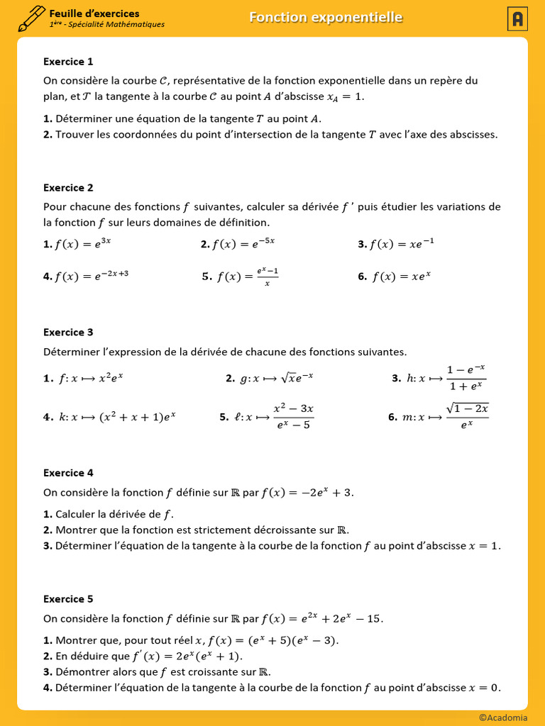 06B - EXERCICE N1 - Fonction Exponentielle 2 | PDF
