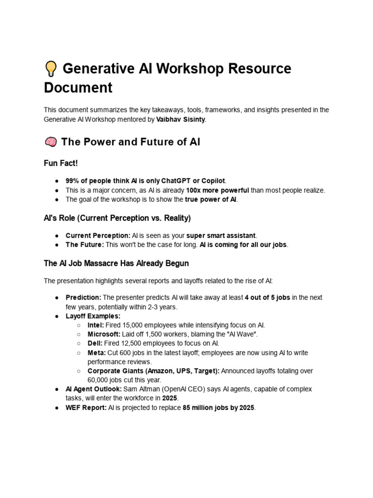 ? Generative AI Workshop Resource Document | PDF | Artificial ...