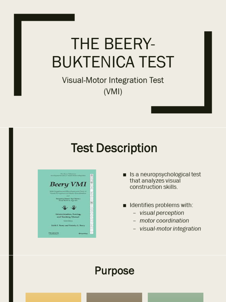 The Beery-Buktenica Test: Visual-Motor Integration Test (VMI) | PDF