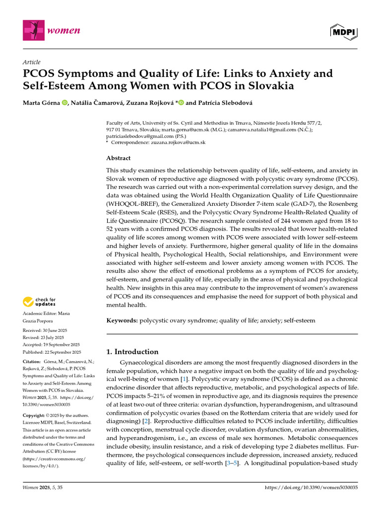 Article PCOS | PDF | Polycystic Ovary Syndrome | Self Esteem