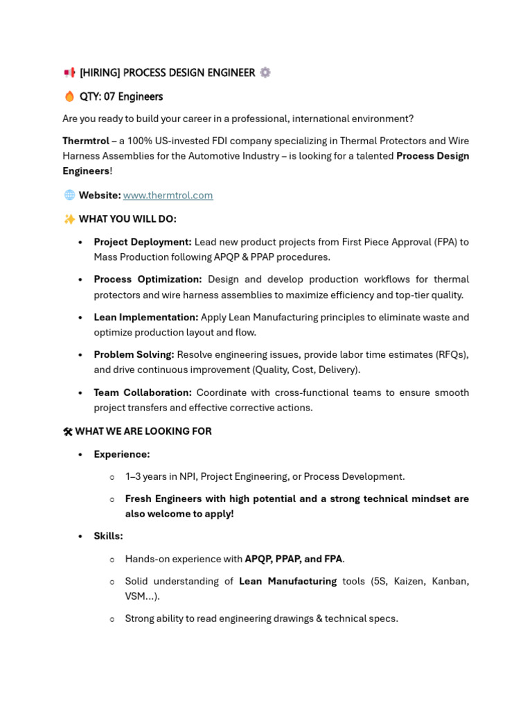 Eg - Process Design Engineer | PDF | Business