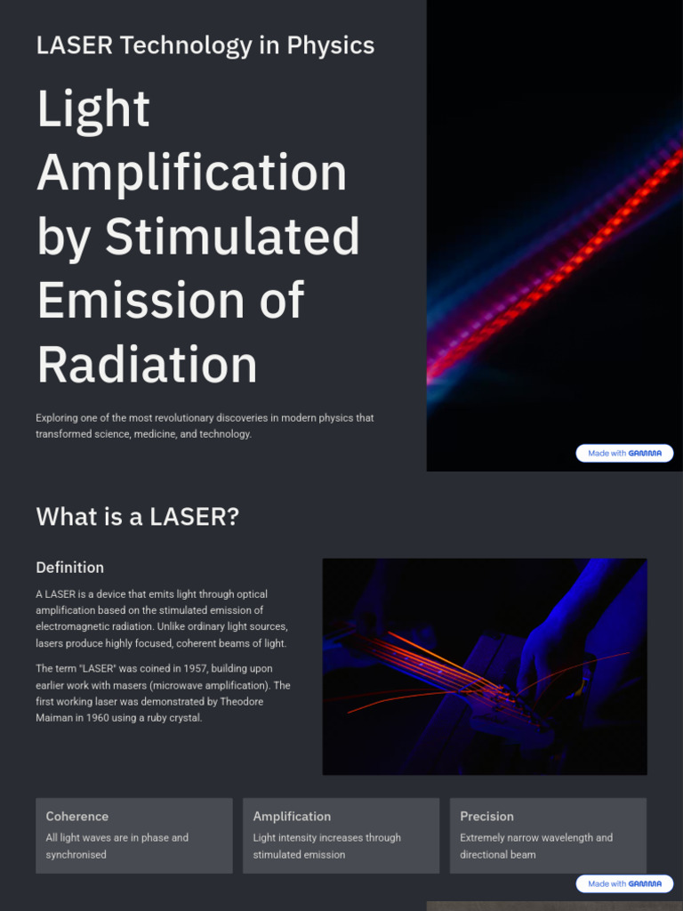 LASER Technology in Physics | PDF | Laser | Photon