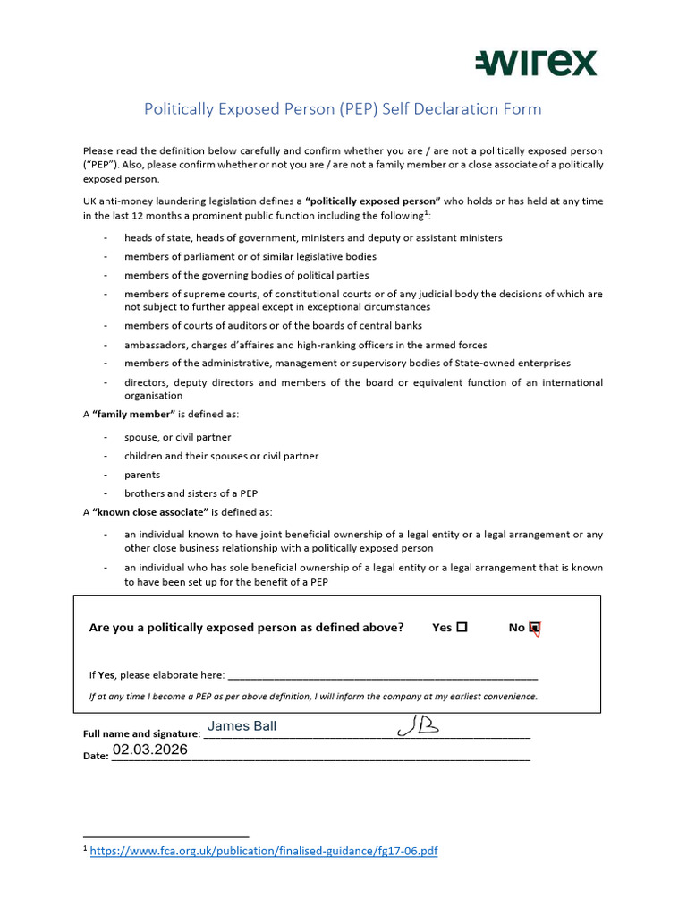 Politically Exposed Person Declaration v2 Compressed | PDF | Governance ...