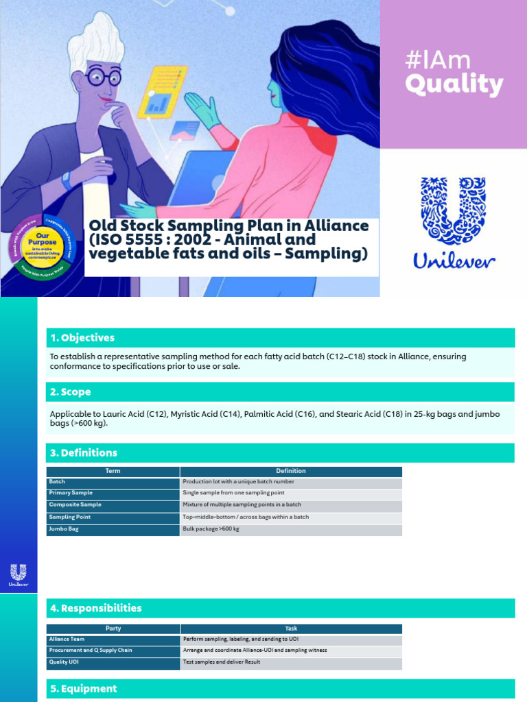 Sampling Plan Old Stock (ISO 5555 2002 - Animal and Vegetable Fats and ...