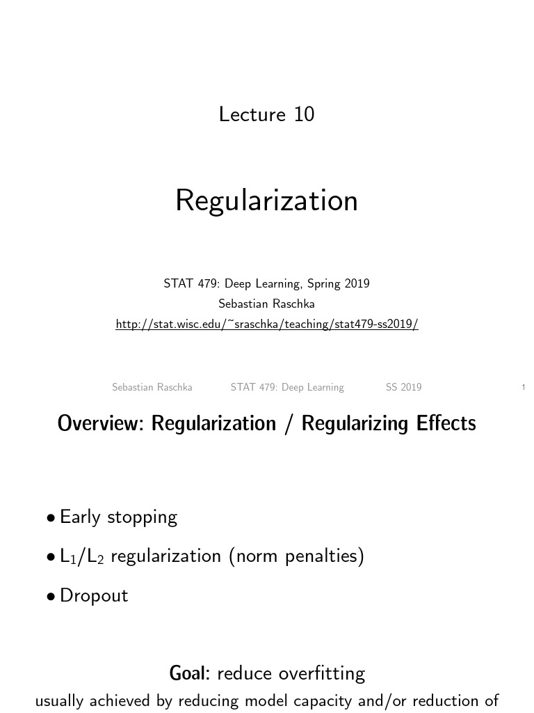 L10 Regularization Slides | PDF | Applied Mathematics | Machine Learning