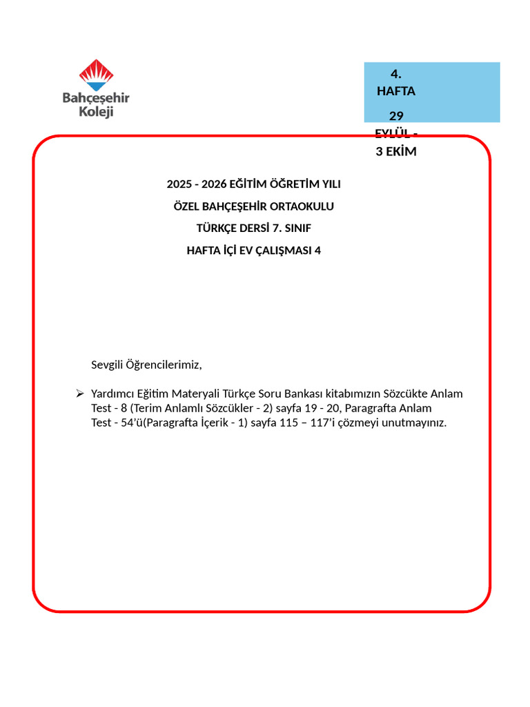Hafta 29 Eylül - 3 Ekim | PDF