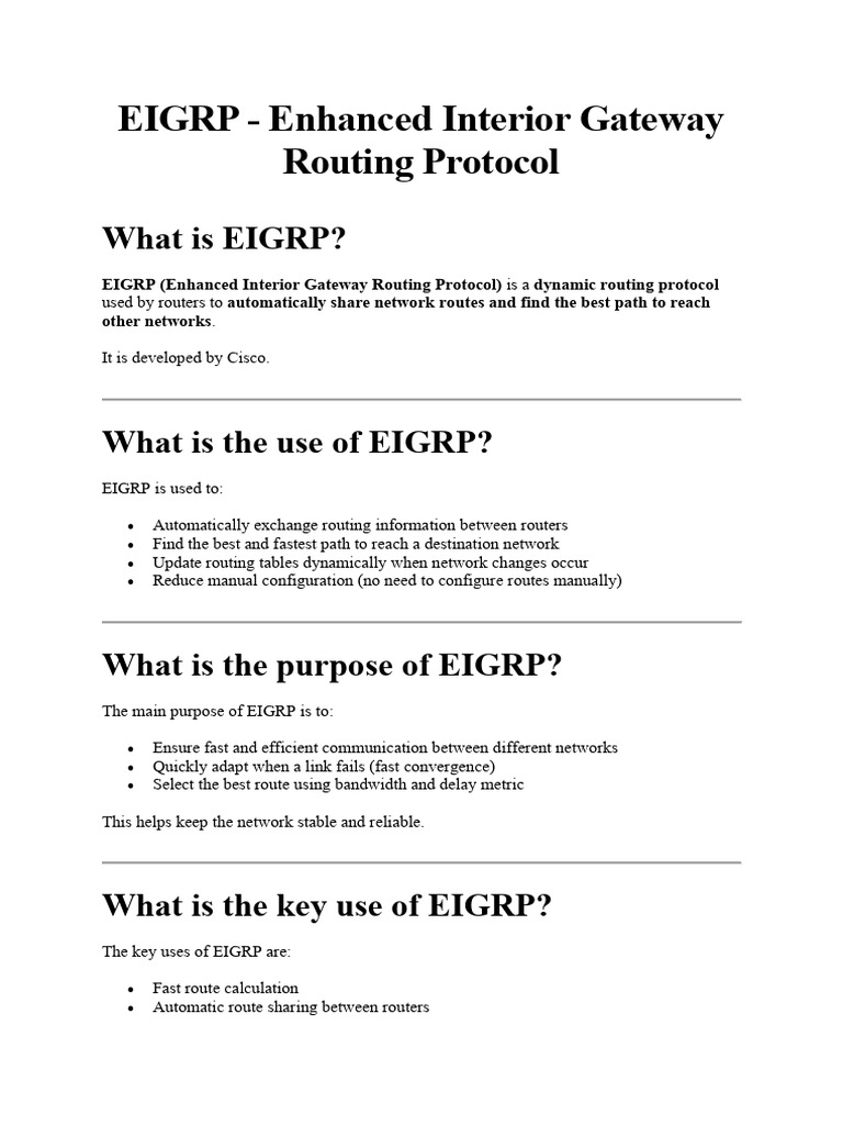 EIGRP - Dynamic Routing Protocol | PDF
