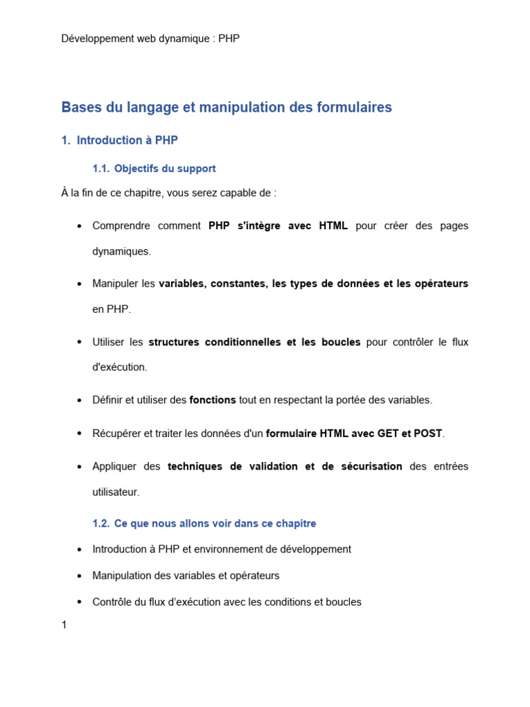 01-PHP-Bases Du Langage Et Manipulation Des Formulaires | PDF | PHP ...