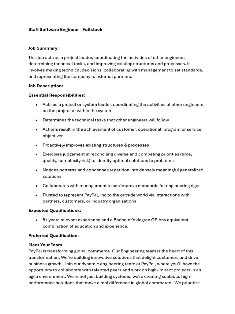 Staff Software Engineer - Fullstack | PDF | Information Technology ...