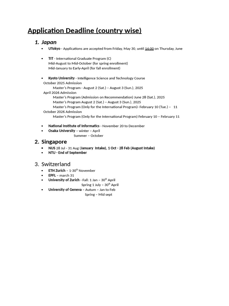 Application Deadline | PDF