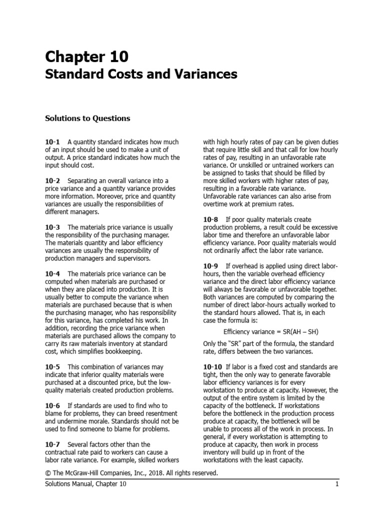 Solution Manual - 16e GNB CH10 SM Final | PDF | Labour Economics | Variance