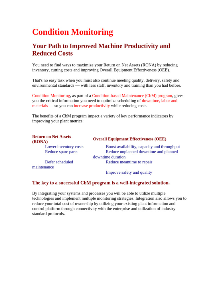 Condition Monitoring | PDF