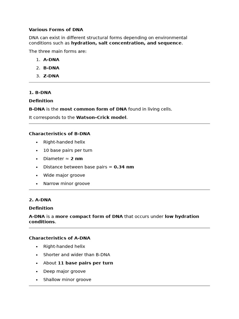 Various Forms of DNA | PDF