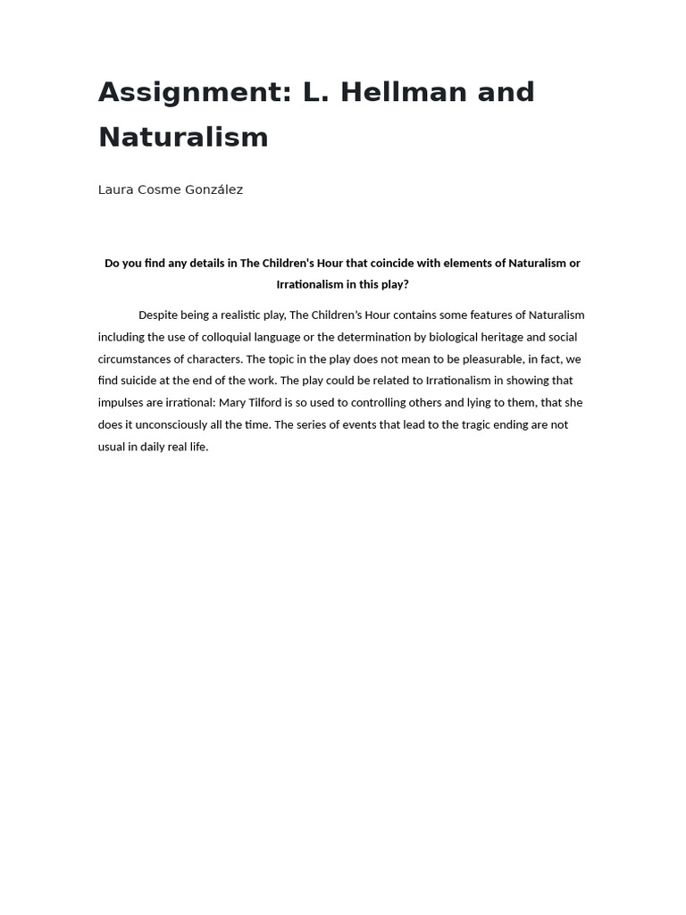Assignment Hellman and Naturalism | PDF