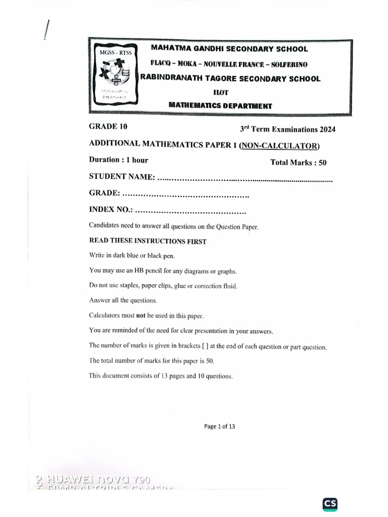 Add Maths 2024 Paper 1 | PDF