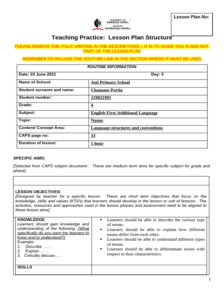 English Lesson Plan Due Tomorrow | PDF | Educational Assessment | Learning