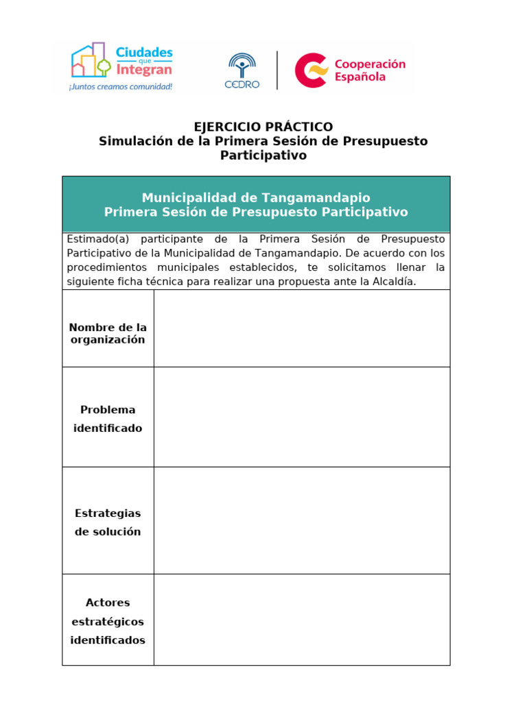 Simulación de La Primera Sesión de Presupuesto Participativo | PDF
