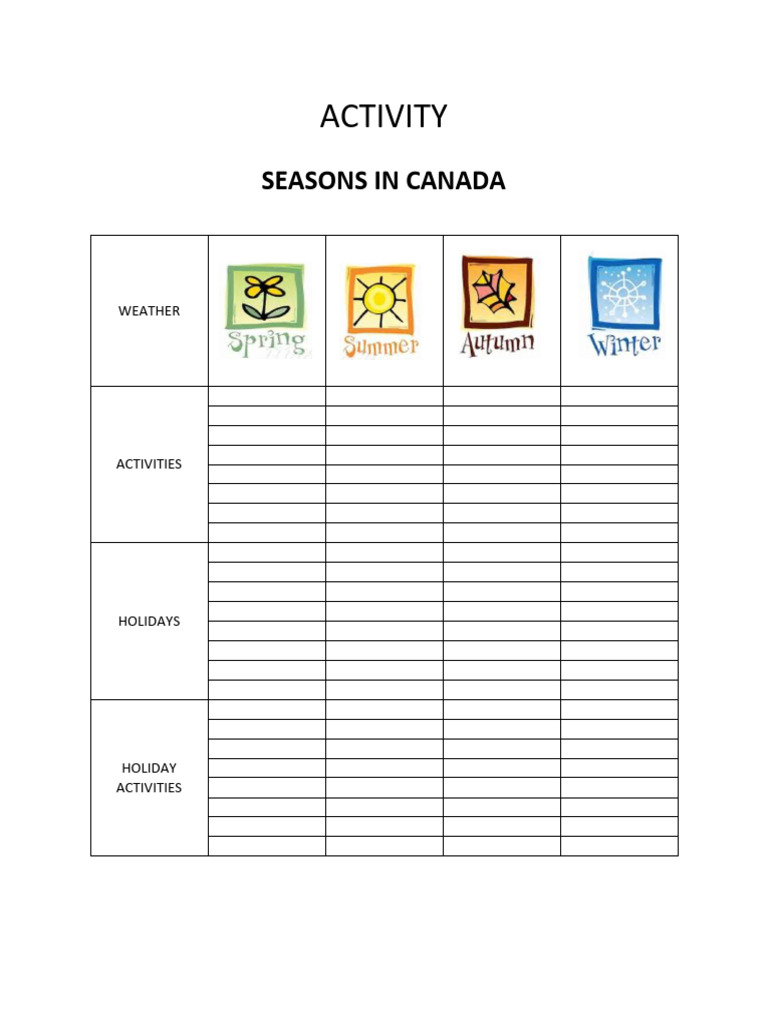 Seasons Activity | PDF