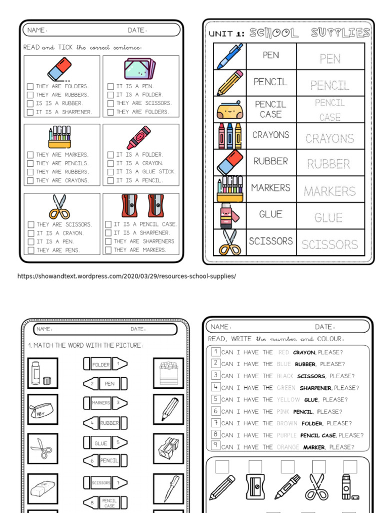 Guia de Trabajo School Supplies | PDF