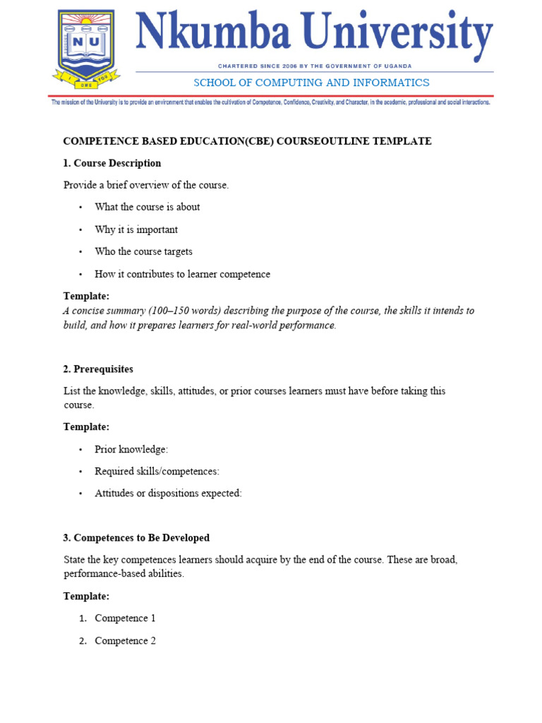 Competence Based Learning Template | PDF | Computer Graphics ...