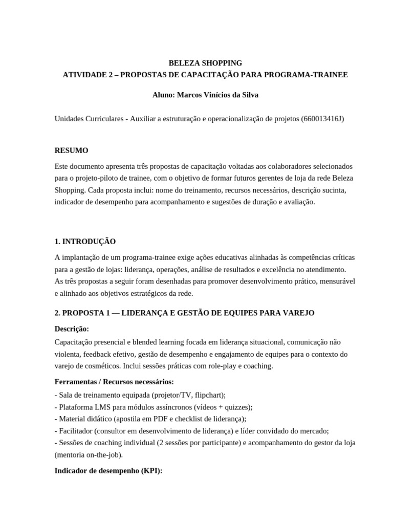 Atividade2 BelezaShopping Marcos ABNT | PDF | Gestão de recursos ...