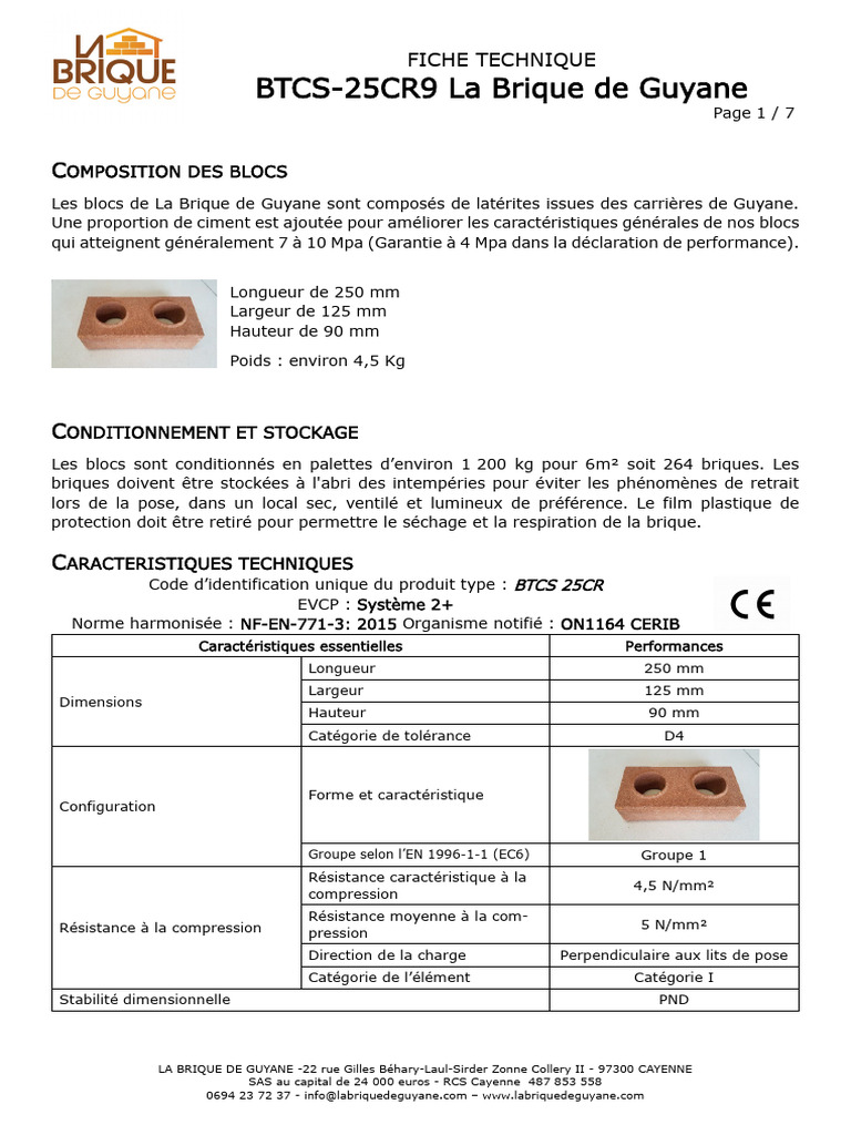Fiche Technique 25CR9 1 | PDF | Brique | Génie du bâtiment