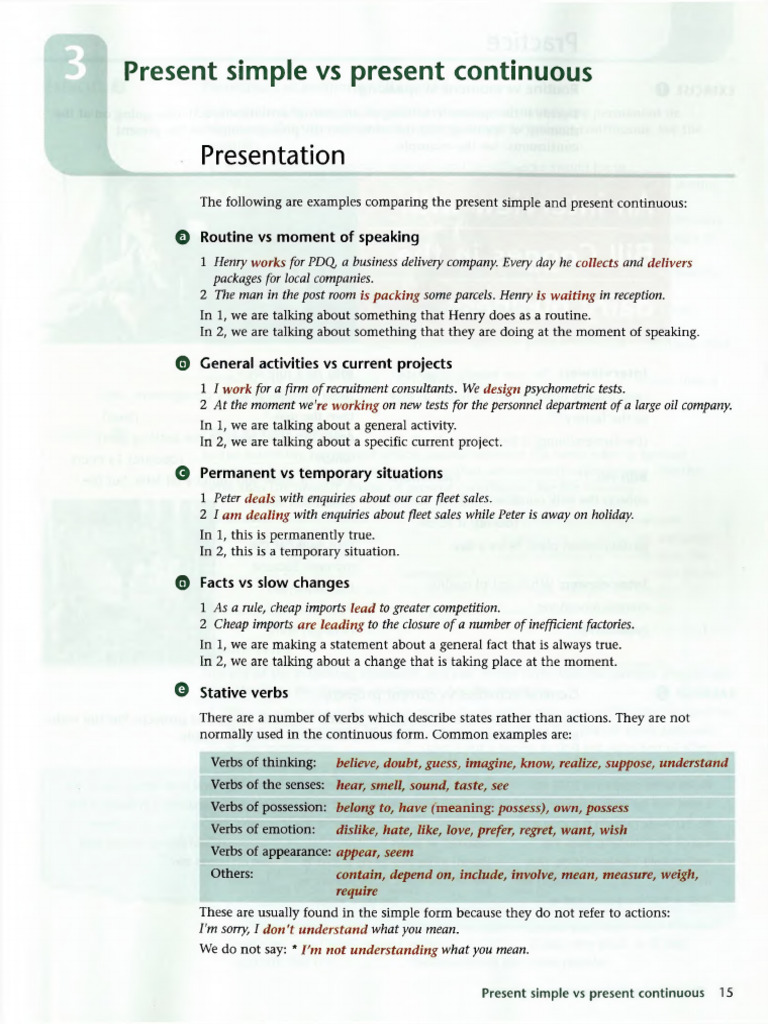 Present Simple Vs Present Continuous Presentation | PDF