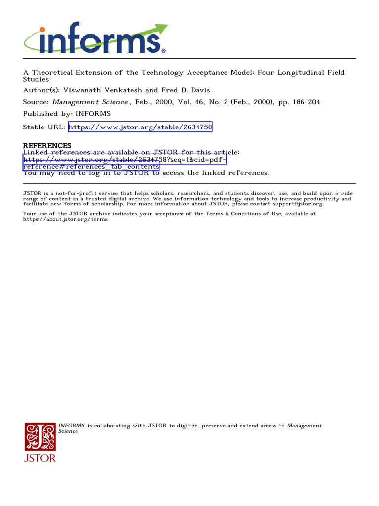 (TAM2) A Theoretical Extension of The Technology Acceptance Model Four ...