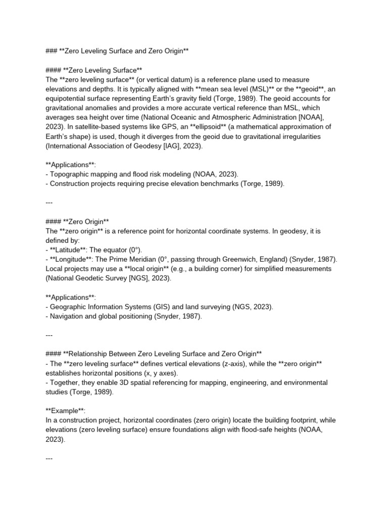 Zero Leveling Surface and Zero Origin-- | PDF | Geodesy | Sea Level