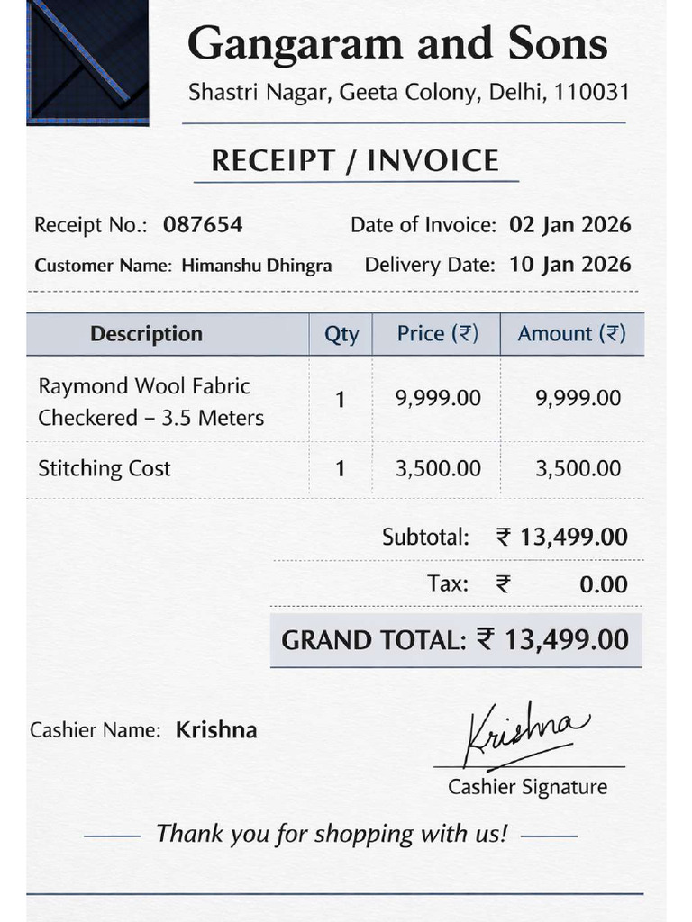 Black Suit Invoice | PDF