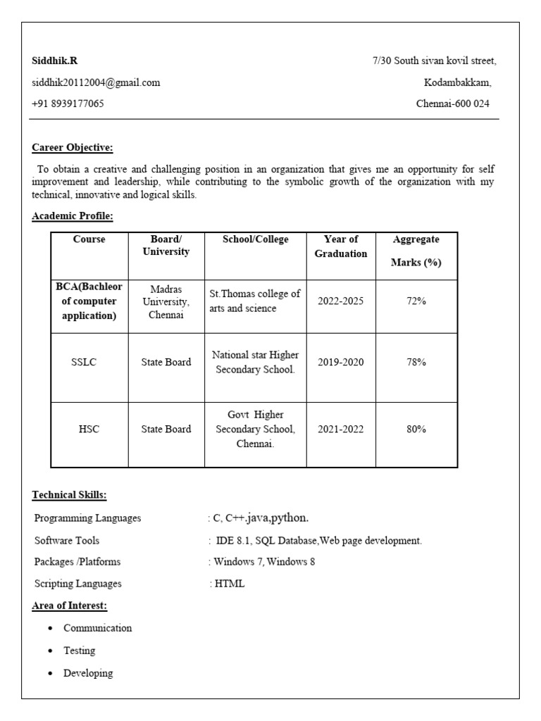Siddhik Resume 1 | PDF | Computing | Software Engineering