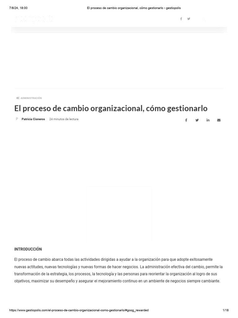 El proceso de cambio organizacional, cómo gestionarlo • gestiopolis ...