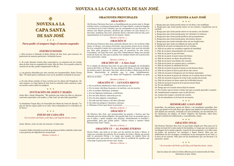 Novena San Jose | PDF | Oración | María, madre de Jesús