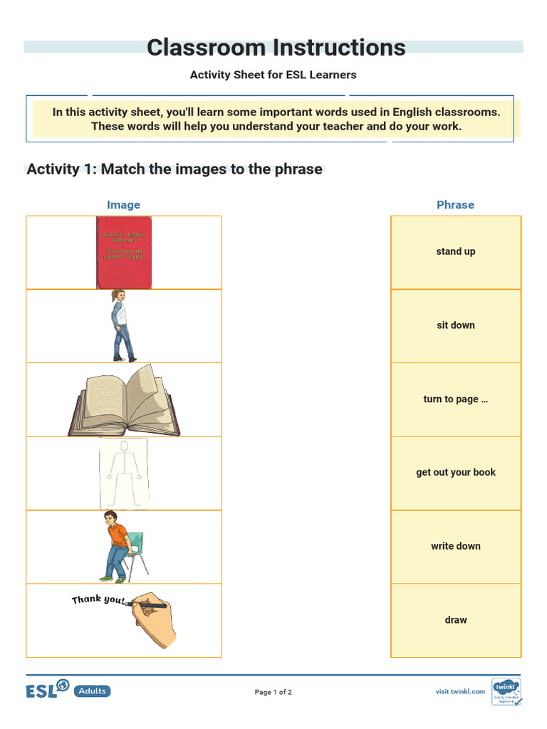 Sheet Classroom Instructions | PDF
