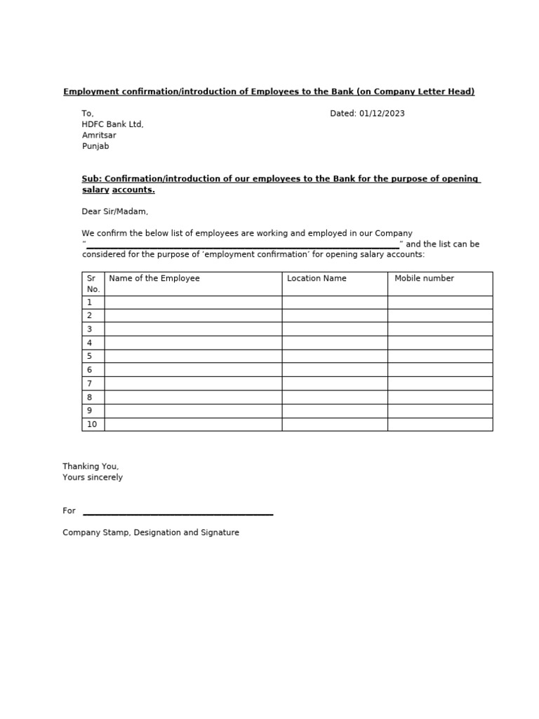 Employment Confirmation | PDF