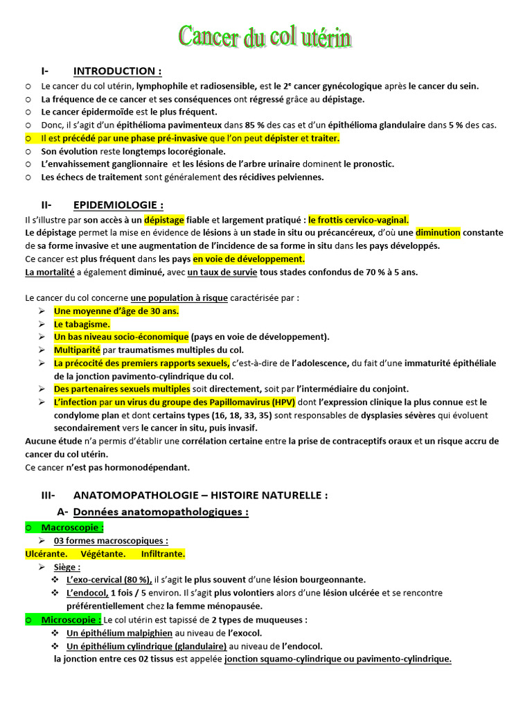 Cancer Du Col de L'utérus DEMS | PDF | Cancer du col utérin | Cancer