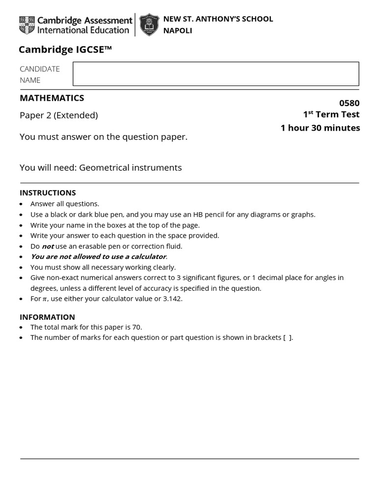 Cambridge IGCSE Maths | PDF | Angle | Mathematics