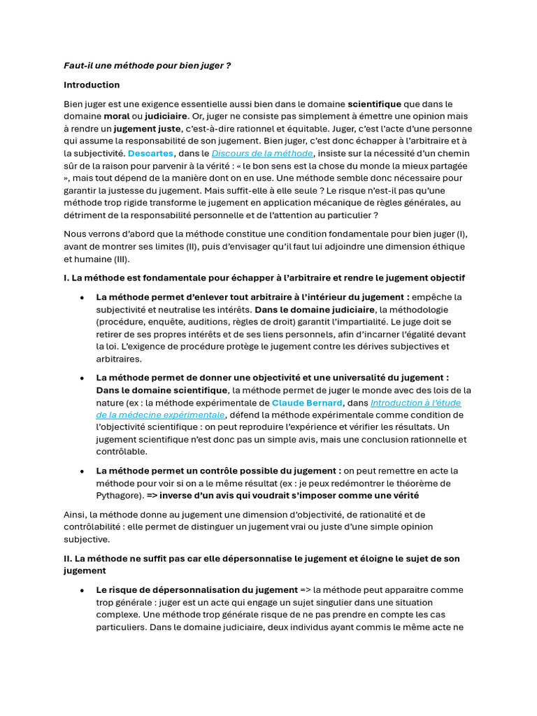 Faut-Il Une Méthode Pour Bien Juger | PDF