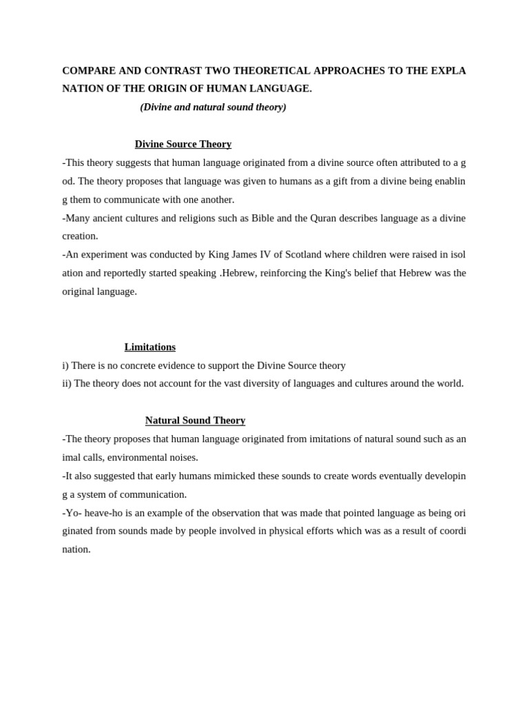 Compare and Contrast Two Theoretical Approaches to the Explanation of ...