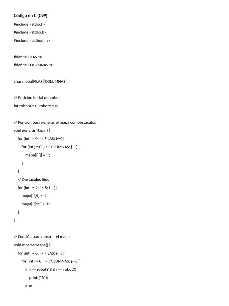 Código en C | PDF | C (lenguaje de programación) | Ingeniería Informática