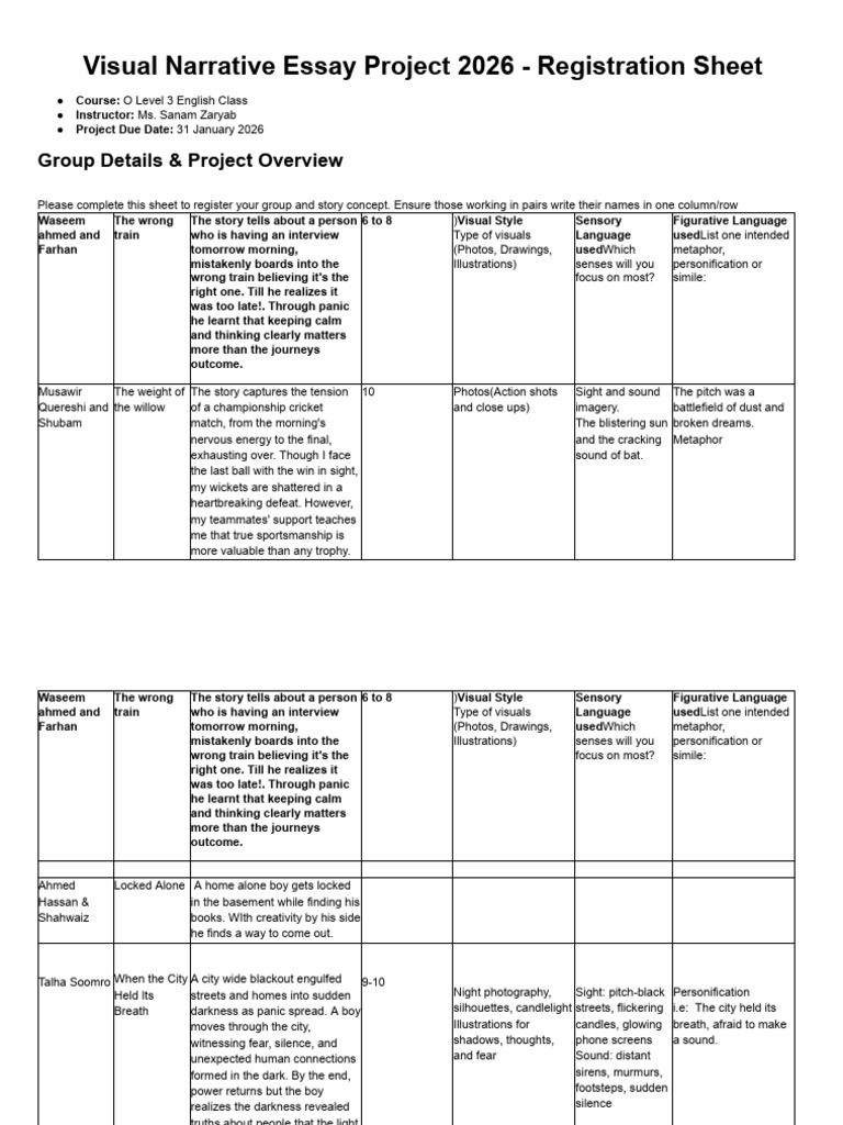 Project Registration Sheet | PDF